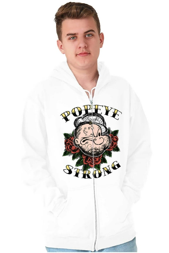 the Sailor Man Strong Tattoo Unisex Plus Size Zip Hoodie Brisco Brands 5X