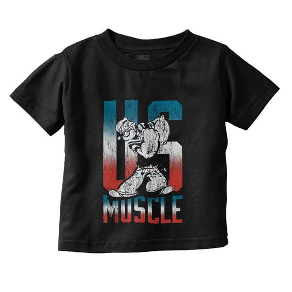 Popeye the Sailor Man US Muscle Funny Toddler Boy Girl T Shirt Infant Toddler Brisco Brands 5T