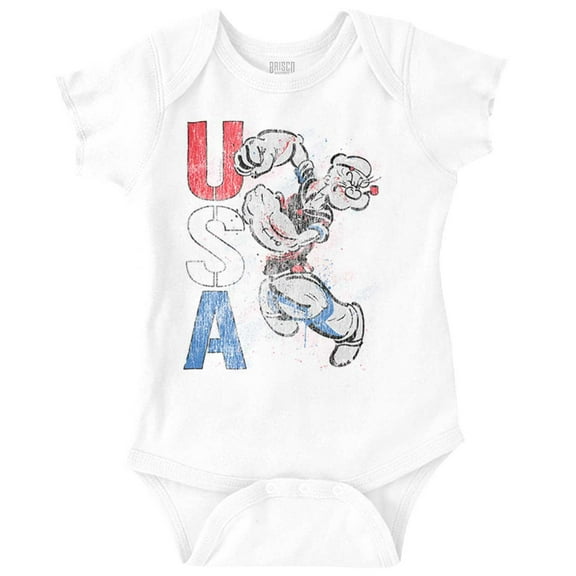 Popeye the Sailor Man USA Patriot Romper Boys or Girls Infant Baby Brisco Brands 18M