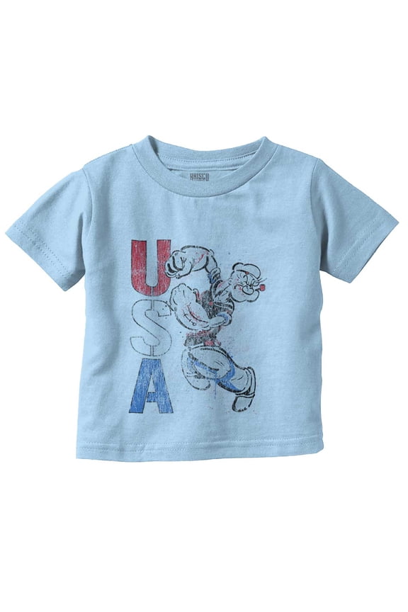 Popeye the Sailor Man USA Patriot Toddler Boy Girl T Shirt Infant Toddler Brisco Brands 12M