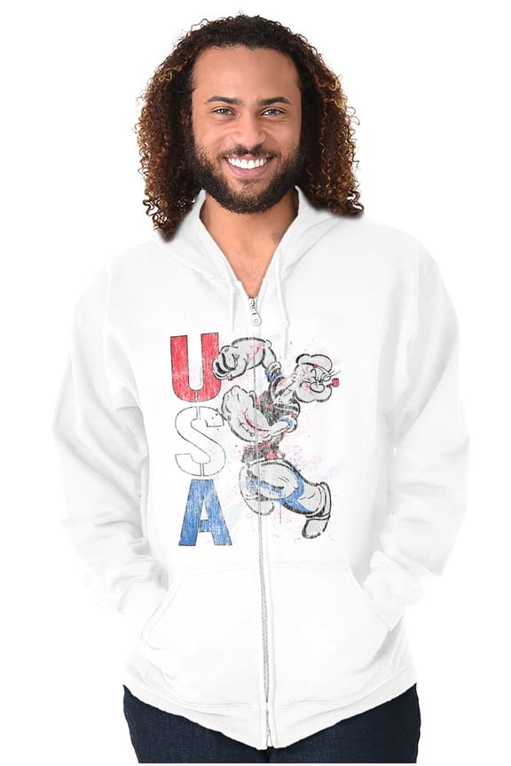 Popeye the Sailor Man USA Patriot Zip Up Hoodie Men's Women's Brisco Brands M