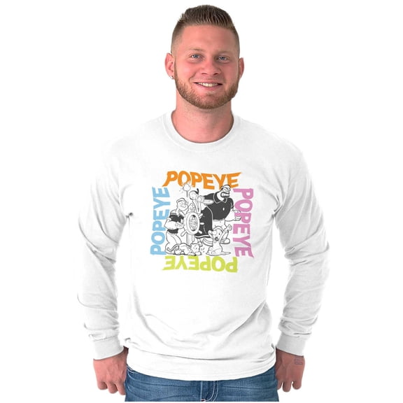 Popeye the Sailor Man with Friends Long Sleeve TShirt Men Women Brisco Brands S