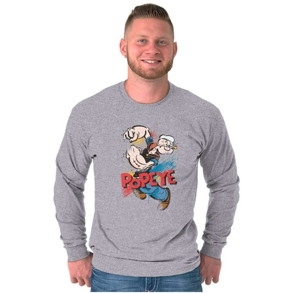 Popeye the Sailor Retro Cartoon Comic Long Sleeve TShirt Men Women Brisco Brands S