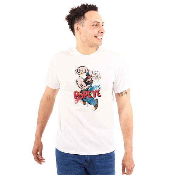 Popeye the Sailor Retro Cartoon Comic Crew Neck Short Sleeve Graphic Tee Brisco Brands X