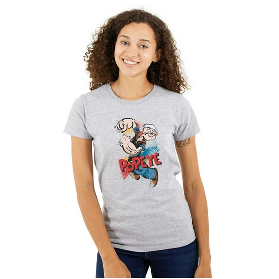 Popeye the Sailor Retro Cartoon Comic Women's T Shirt Ladies Tee Brisco Brands S