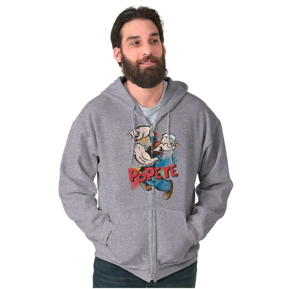 Popeye the Sailor Retro Cartoon Comic Zip Up Hoodie Men's Women's Brisco Brands S