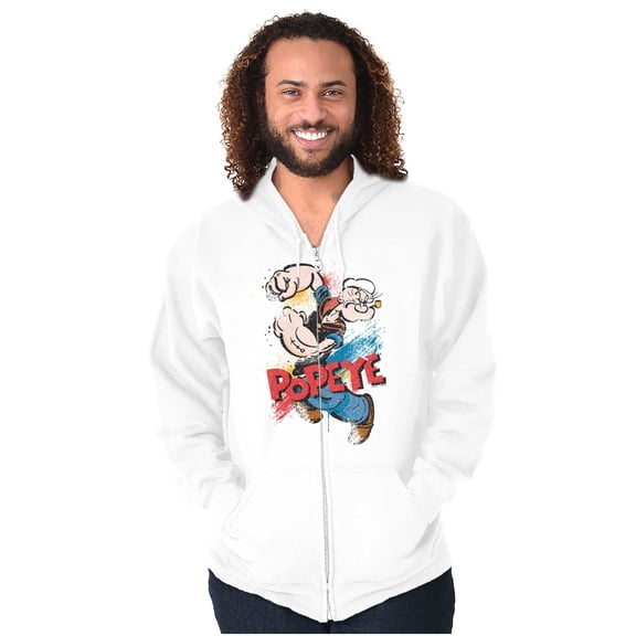 Popeye the Sailor Retro Cartoon Comic Zip Up Hoodie Men's Women's Brisco Brands X