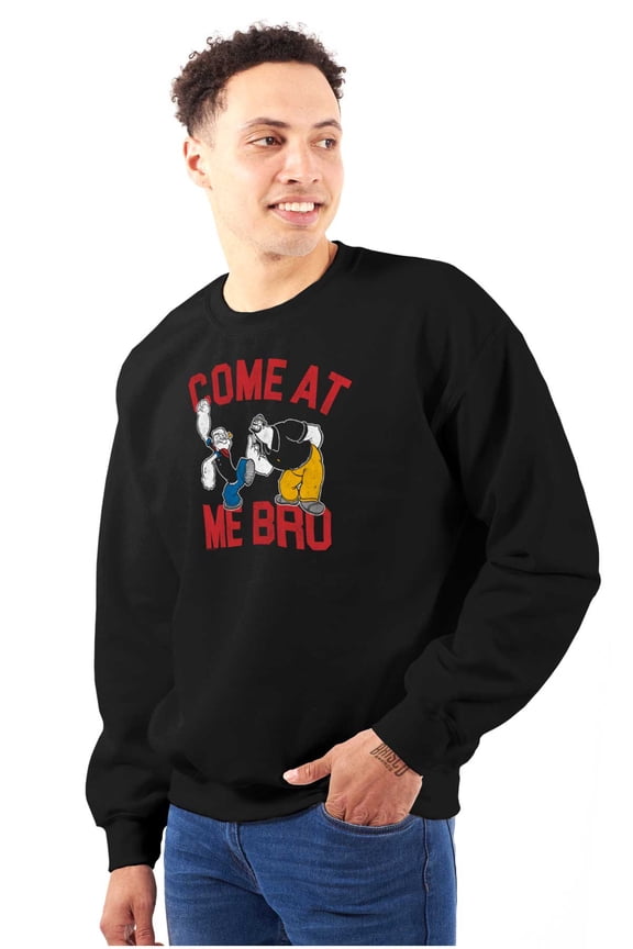 Popeye vs Bluto Come At Me Bro Meme Men's Crewneck Sweatshirt Brisco Brands S
