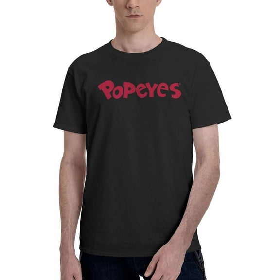 Popeyes Logo Men'S Basic Short Sleeve T-Shirt Fashion Black Large