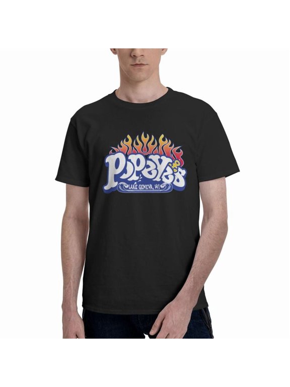 Popeyes Logo Men'S Basic Short Sleeve T-Shirt Fashionable Black Small