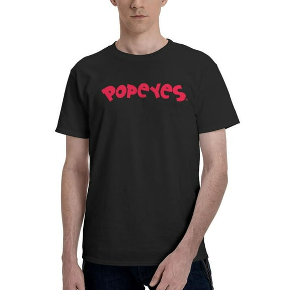 Popeyes Logo Men'S Basic Short Sleeve T-Shirt Fashionable Black Small