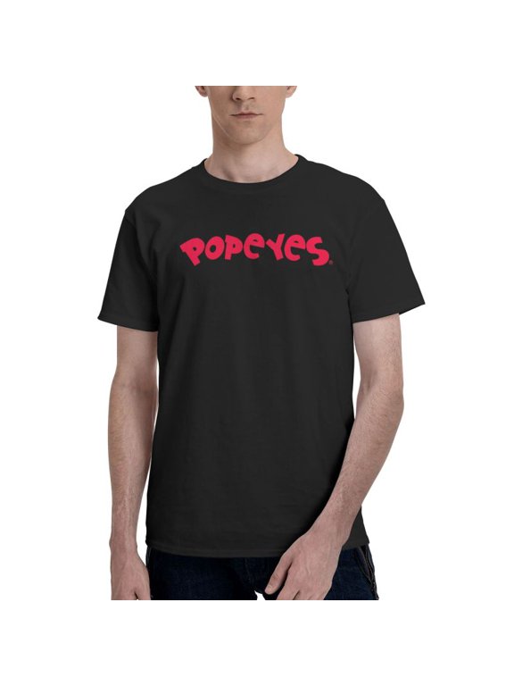 Popeyes Logo Men'S Basic Short Sleeve T-Shirt Fashionable Black Small