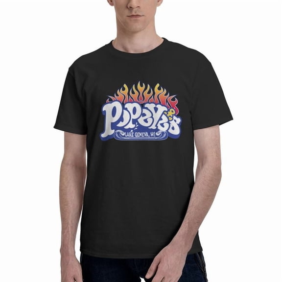 Popeyes Logo Men'S Basic Short Sleeve T-Shirt Fashionable Black Xx-Large