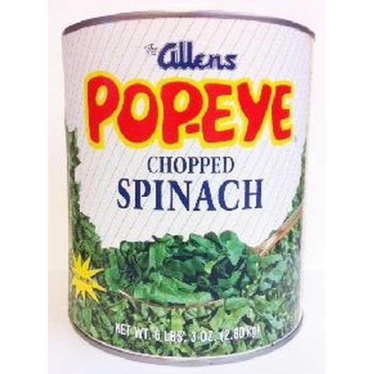 Popeyes Low Sodium Canned Chopped Spinach, 99 Ounce 6 per case.