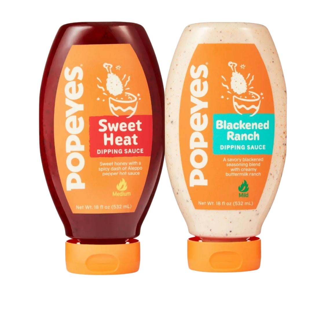 Popeyes Sauce Variety Pack, 18 fl oz. (Sweet Heat and Blackened Ranch ...