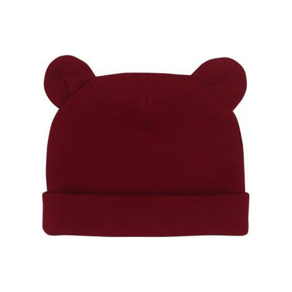 Popfeel Popfeel Newborn Hospital Hat 0-12Months Preemie Boys Girls Beanie Solid Infant Baby Ears Bonnet Infant Cotton Hats 1pc - Claret