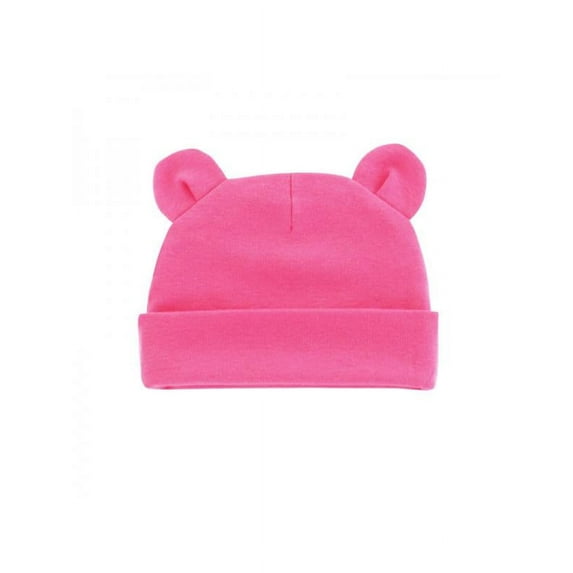 Popfeel Popfeel Newborn Hospital Hat 0-12Months Preemie Boys Girls Beanie Solid Infant Baby Ears Bonnet Infant Cotton Hats 1pc - Rose Red