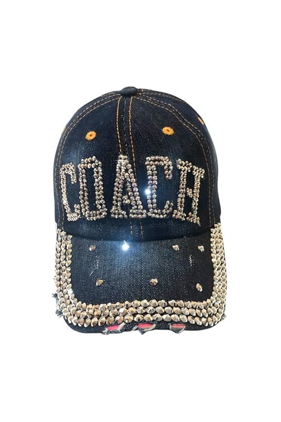 Bling Coach Hat with Rhinestones for Women, Best Cheer Coach Hat, Soccer Coach, Baseball Coach, Sports Coach Gifts