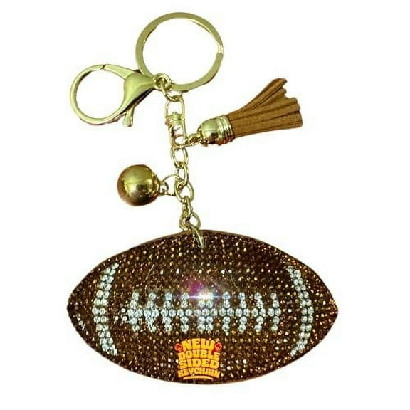 Popfizzy Bling Football Keychain for Women and Girls, Rhinestone Purse Charm, Bag Charm, Girls Football Gifts, Double Sided