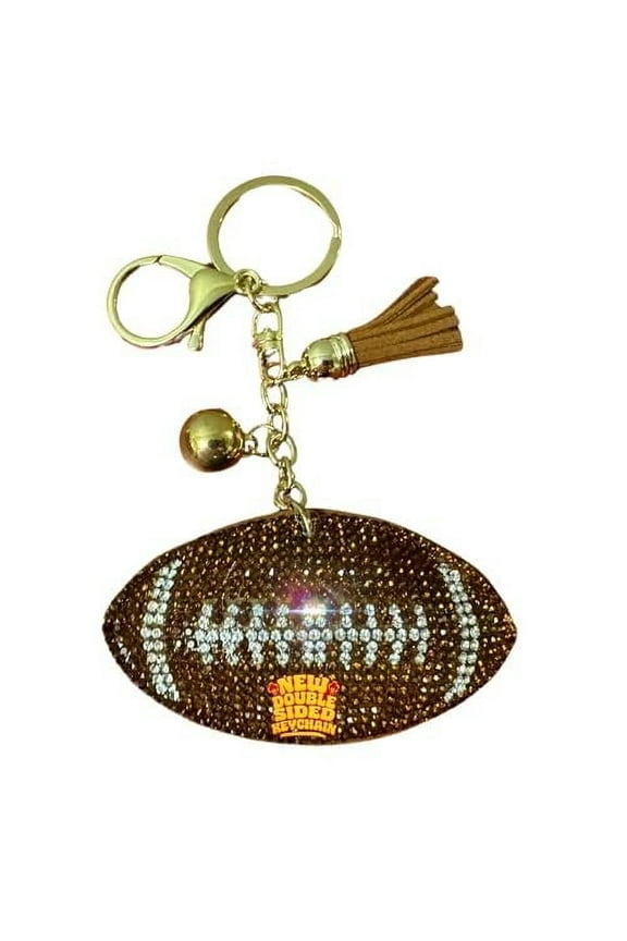 Bling Football Keychain for Women and Girls, Rhinestone Purse Charm, Bag Charm, Girls Football Gifts, Double Sided