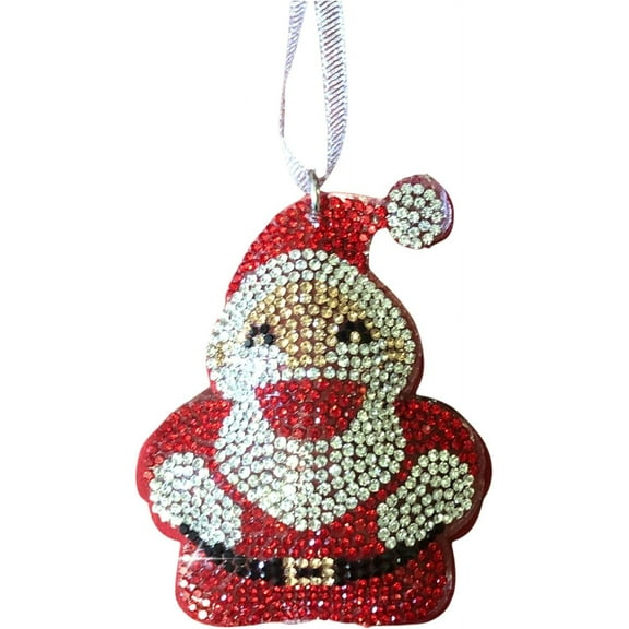 Popfizzy Bling Santa Christmas Ornaments 2023, Christmas Decor for Tree, Rhinestone Christmas Tree Ornaments, Xmas Decor Silver