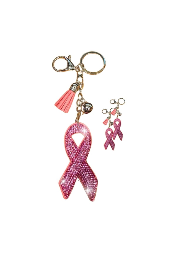 Breast Cancer Keychain, Bling Breast Cancer Gifts for Woman, Pink Ribbon Breast Cancer Awareness Accessories 3 pk