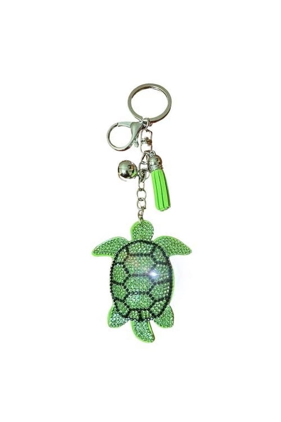 Green Turtle Keychain Accessories for Women and Girls, Rhinestone Animal Backpack Key Chain, Bling Purse Charms