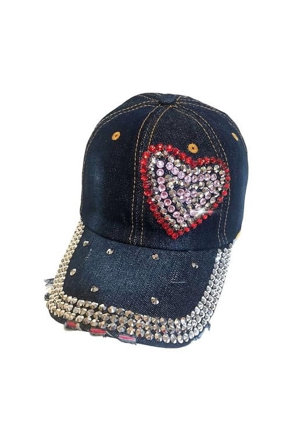 Heart Rhinestone Hat for Women, Trendy Bling Hats, Heart Accessories, Bedazzled Baseball Cap, Bling Gifts for Women