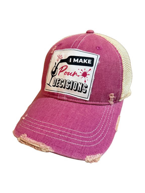 I Make Pour Decisions Trucker Hat, Unisex, Adjustable, Rose