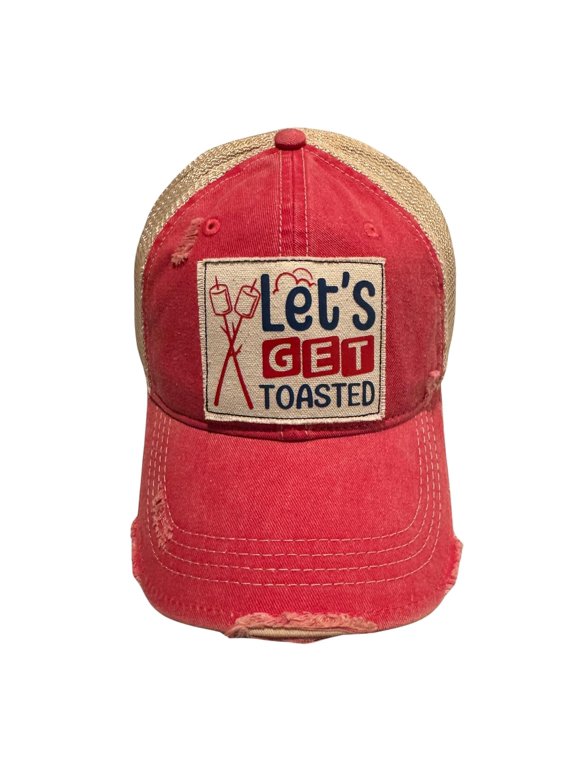 Lets Get Toasted Hat for Men and Women, Funny Drinking Gifts, Jersey Shore Trucker Hats for Adults, Adult Humor Caps