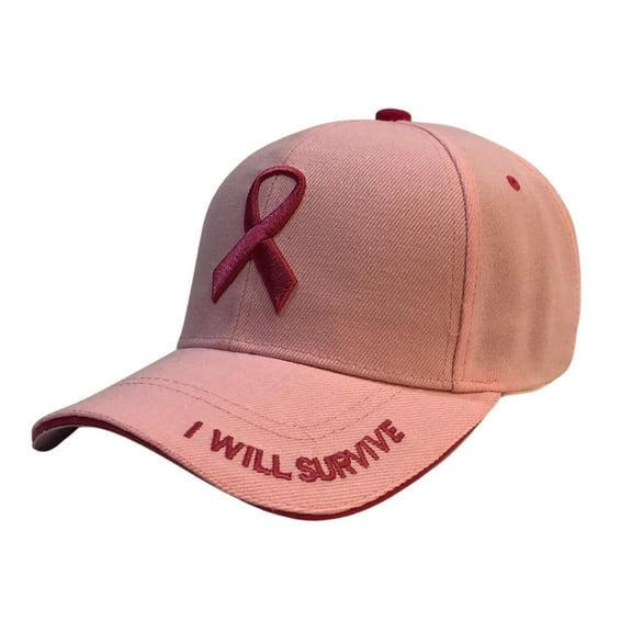 Popfizzy Pink Ribbon Breast Cancer Awareness Baseball Hat for Women, Polyester