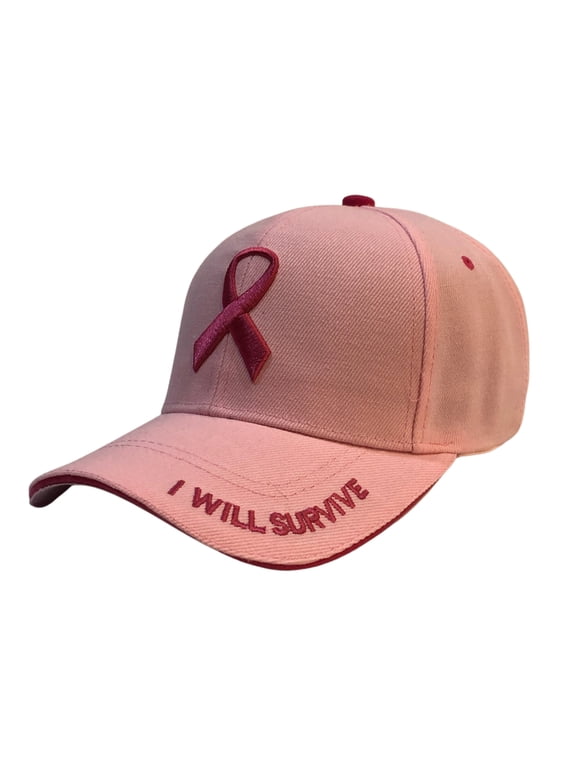 Pink Ribbon Breast Cancer Awareness Baseball Hat for Women, Polyester