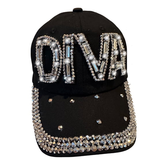 Popfizzy Rhinestone Diva Hat for Women, Bedazzled Queen Gifts, Bling Hats for Women Trendy, Sparkly Princess Accessories