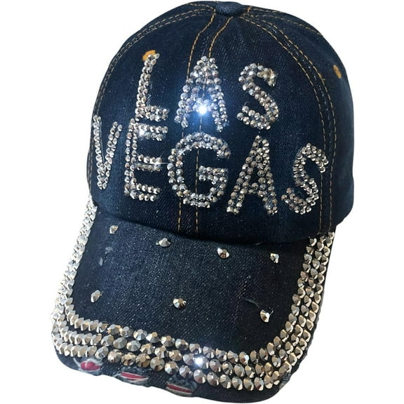Popfizzy Rhinestone Las Vegas Ball Caps, Bling Bling Las Vegas Hat for Women, Las Vegas Souvenir, Bedazzled Las Vegas Gifts