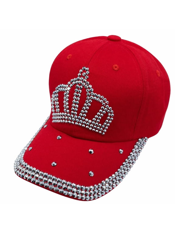 Rhinestone Princess Crown Hat for Women and Girls, Cute Bedazzled Hat, Sparkle Bling Hat, Girly Baseball Cap Crown