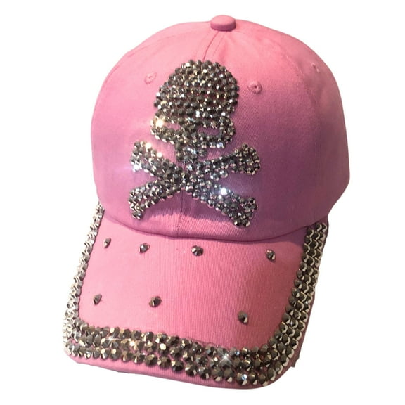 Popfizzy Skull Hat for Women, Bling Skeleton Hats, Rhinestone Skull Baseball Cap, Skull Caps for Women, Pirate Hat for Women