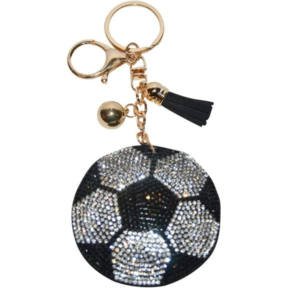 Popfizzy Soccer Keychain, Bling Soccer Ball Backpack Charm, Rhinestone Soccer Accessories