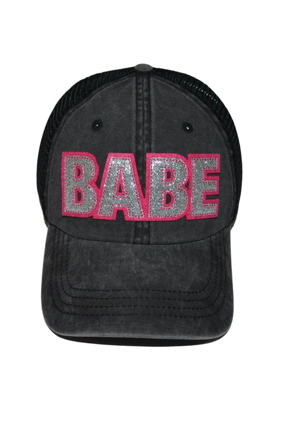 Womens Babe Baseball Caps, Bling Trucker Hat, Girls Baseball Cap with Sayings, Fancy Sparkle Ballcap, Adjustable Snapback Low Profile Hats Silver, Black