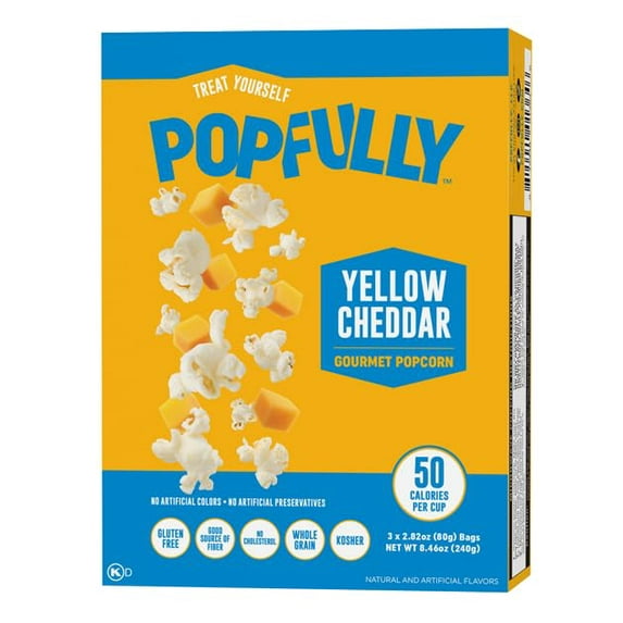 Popfully Popcorn Yellow Cheddar Microwave 8.46 oz (Pack of 12)