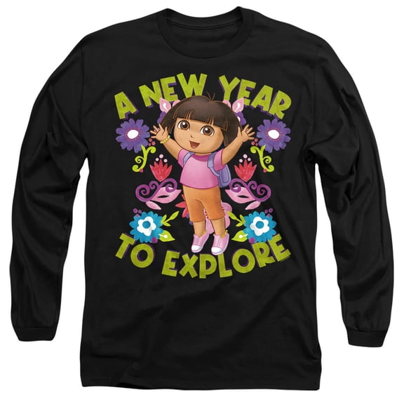 Popfunk A New Year To Explore Unisex Adult Long-Sleeve T Shirt, Black, Large
