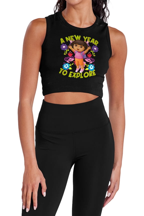 Popfunk A New Year To Explore Women's Sleeveless Crop Top Tank, Black, Small