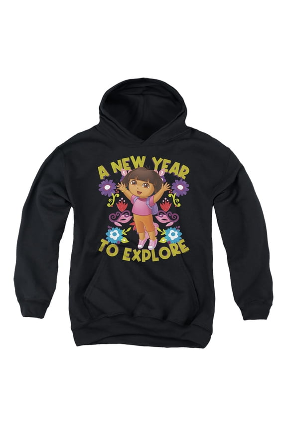 Popfunk A New Year To Explore Youth Kids Boy/Girls Pull-Over Hoodie, Black, Medium