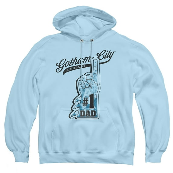 Popfunk Batman Father's Day BATMAN GOTHAM CITY #1 Dad Adult Pull-Over Hoodie, Light Blue, Small