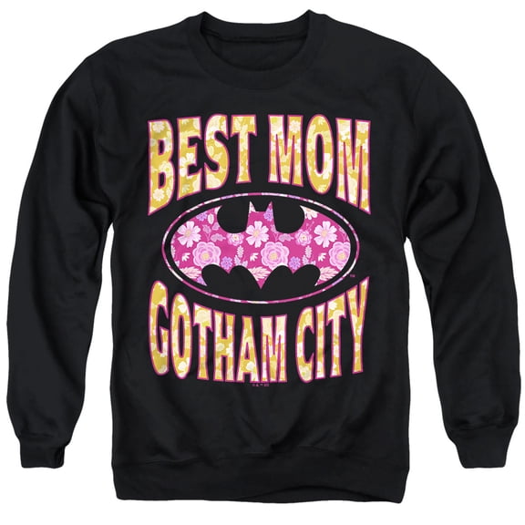 Popfunk Batman Mother's Day Best Mom in Gotham Unisex Adult Crewneck Sweatshirt, Black, Small