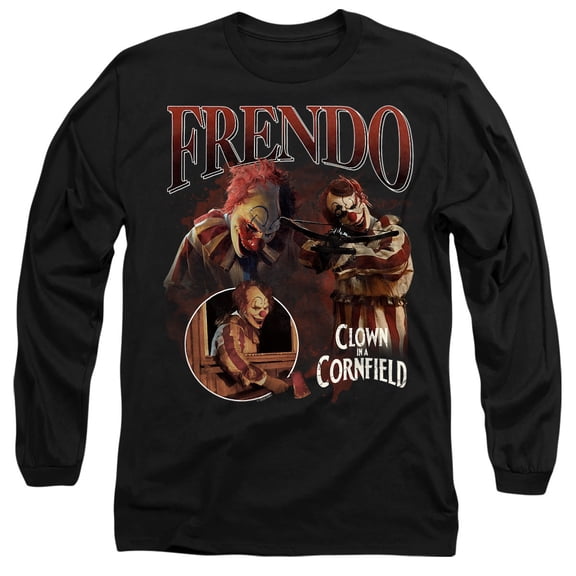 Popfunk Clown in a Cornfield Frendo Trio Bootleg Style Unisex Adult Long-Sleeve T Shirt, Black, Large