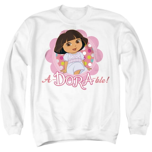 Popfunk Dora The Explorer A-Dora-Ble! Unisex Adult Crewneck Sweatshirt, White, 2X-Large