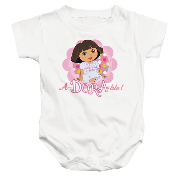 Popfunk Dora The Explorer A-Dora-Ble! Unisex Infant Snap Suit for Baby, White, Medium