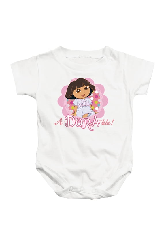 Popfunk Dora The Explorer A-Dora-Ble! Unisex Infant Snap Suit for Baby, White, Small