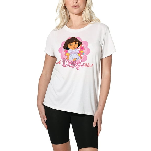 Popfunk Dora The Explorer A-Dora-Ble! Women's Loose T-Shirt, White, 2X-Large