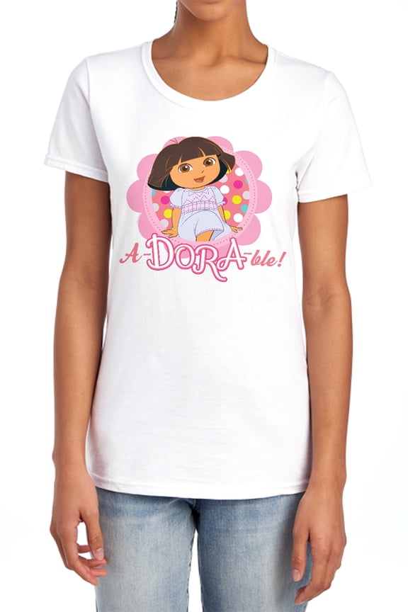 Popfunk Dora The Explorer A-Dora-Ble! Women's T Shirt, White, Small